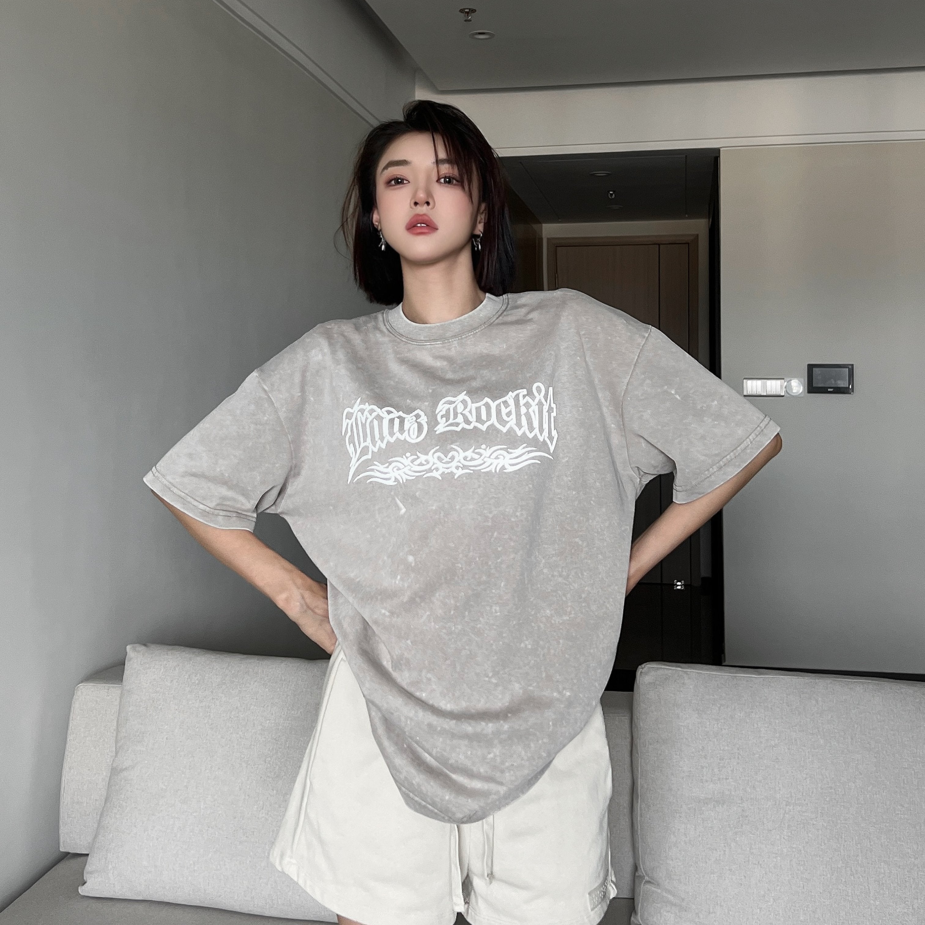 Reflective Acid Wash Tee SK6688