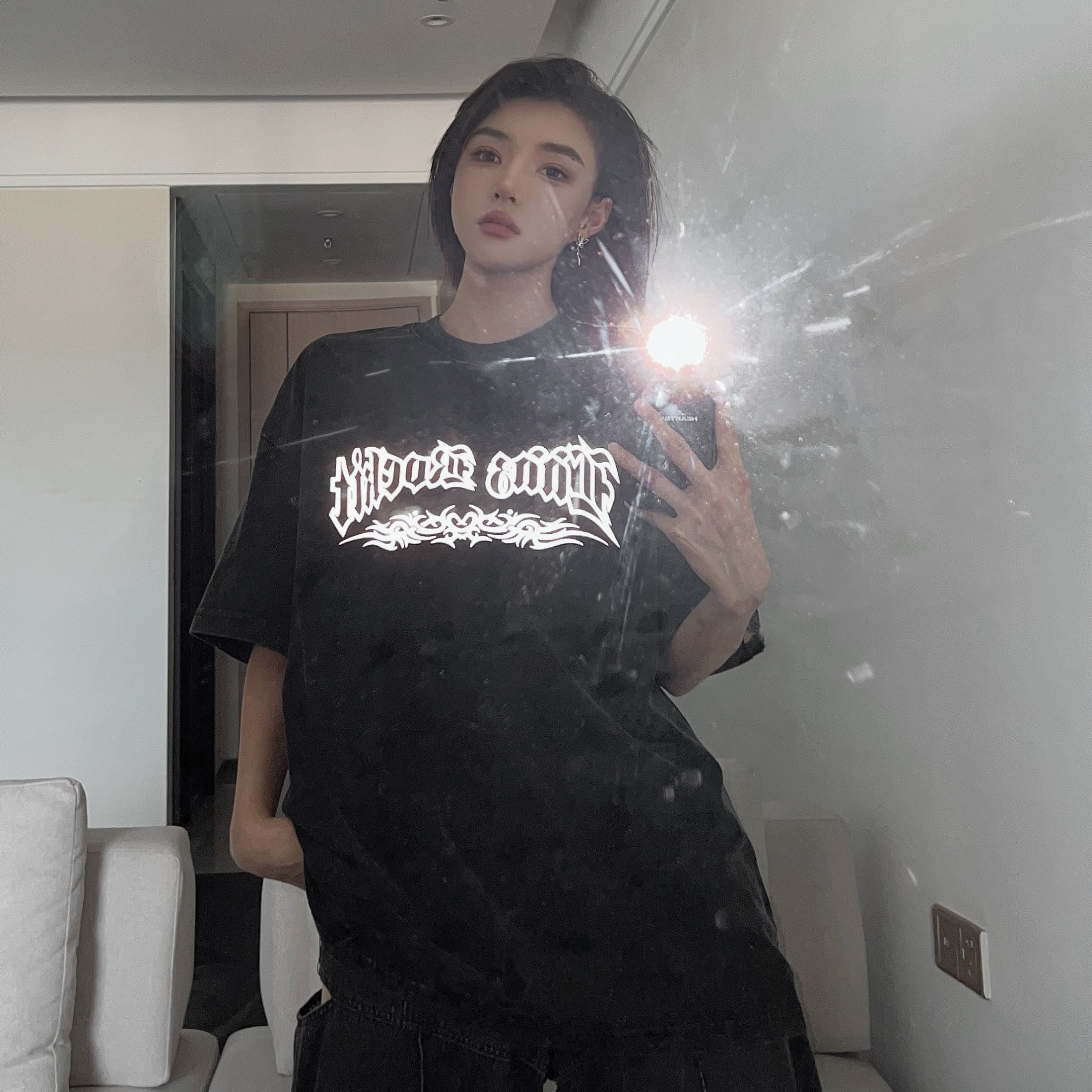 Reflective Acid Wash Tee SK6688