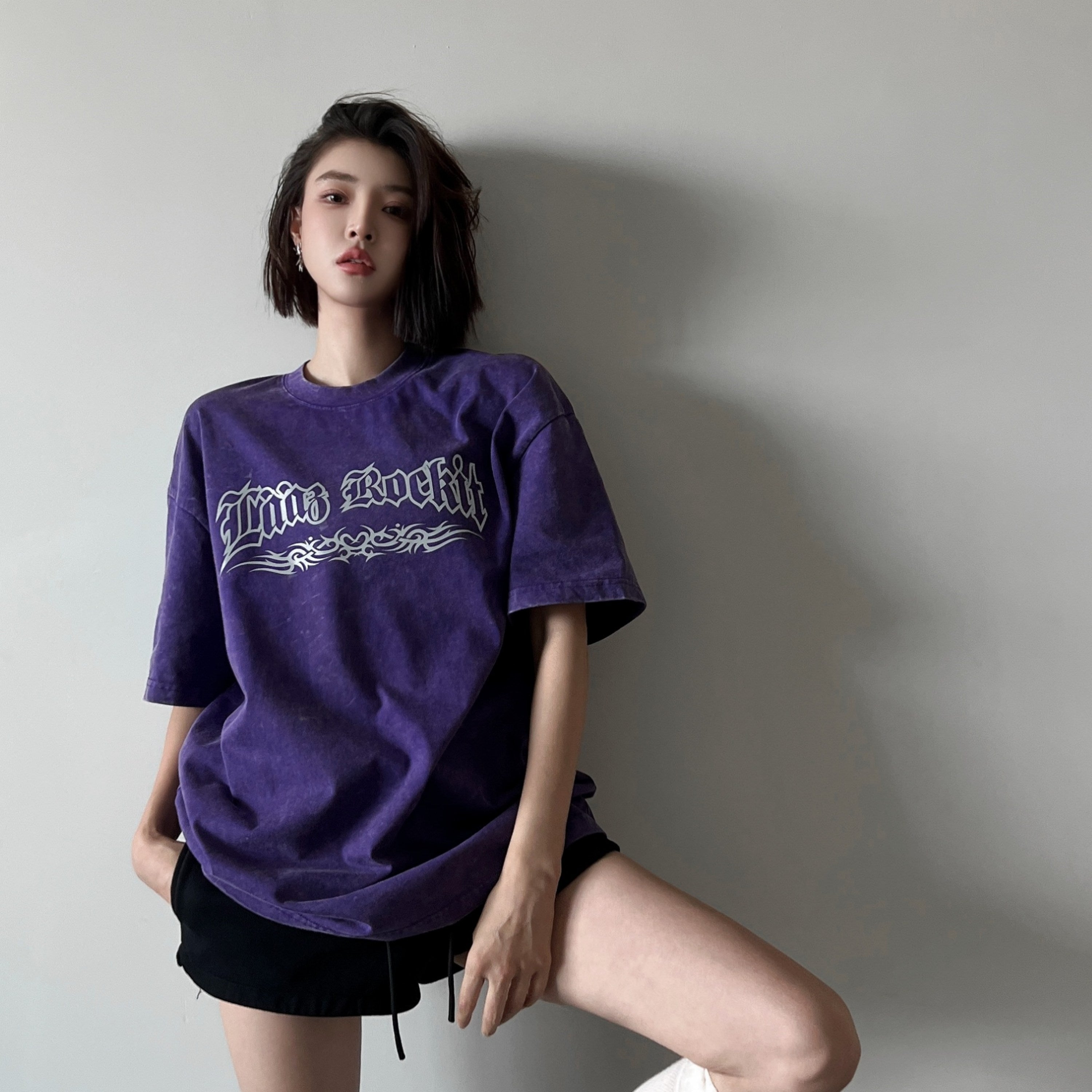 Reflective Acid Wash Tee SK6688