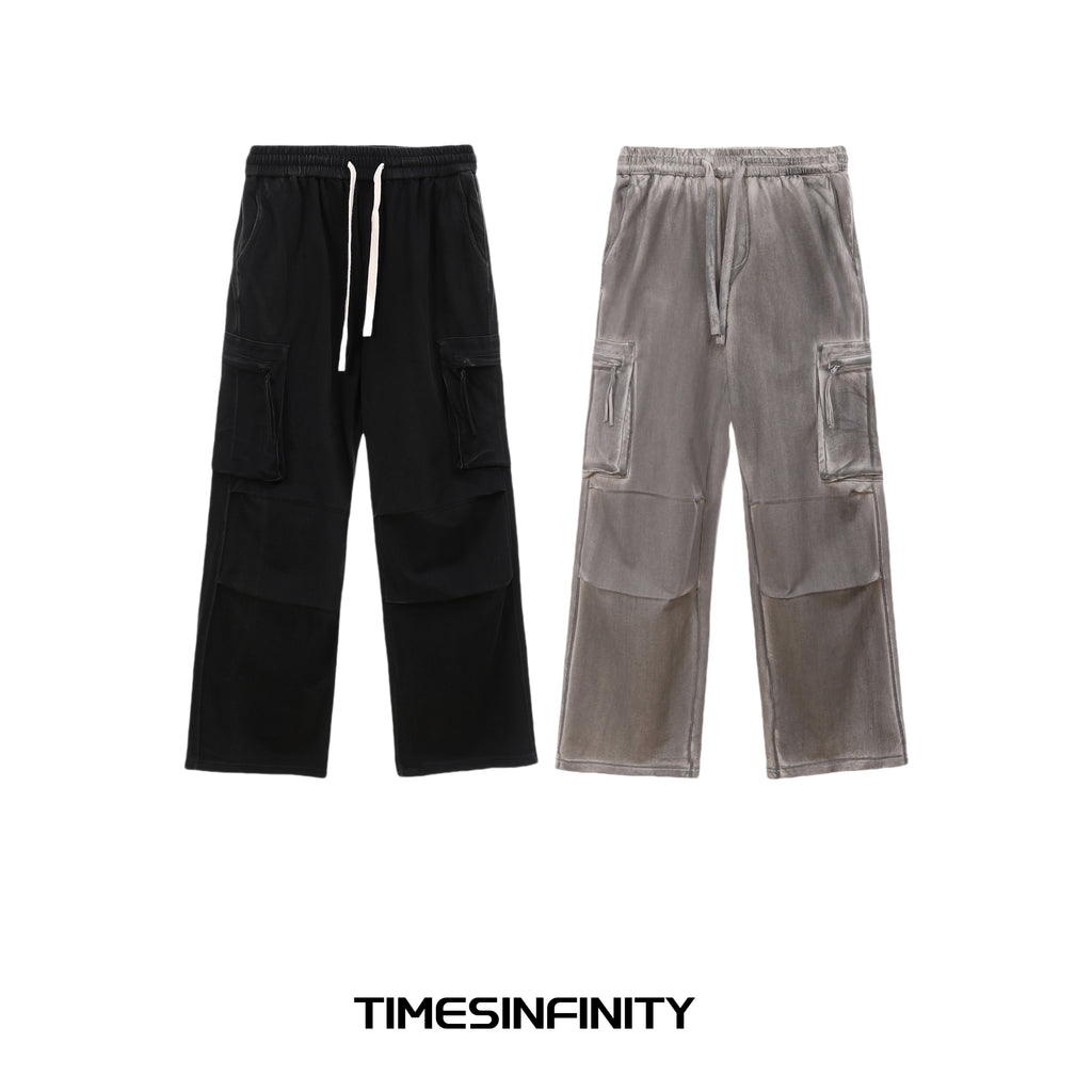 Acid Wash Cargo Long Pants 2693